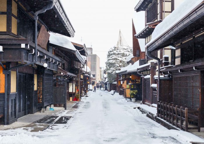 Takayama oude district in de winter